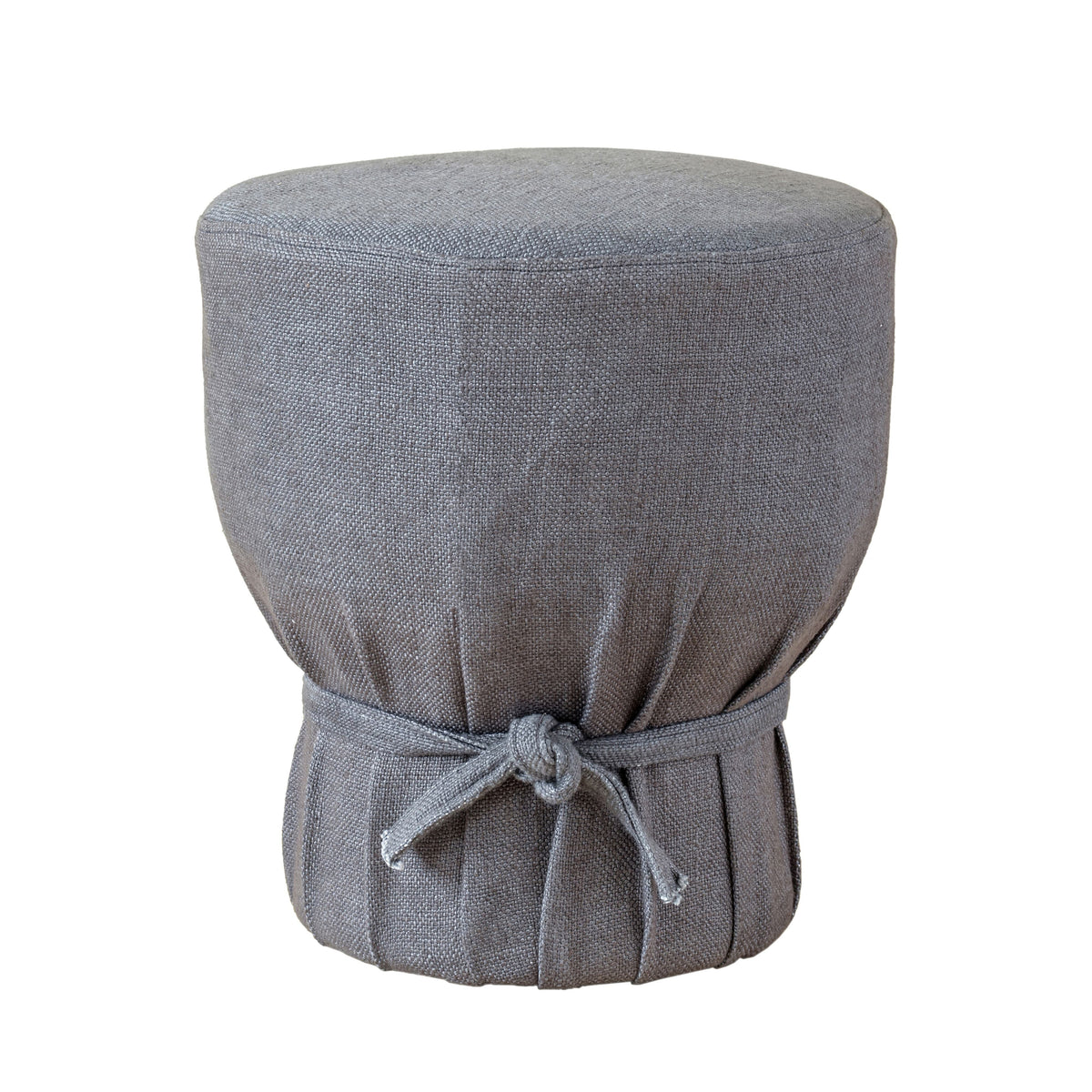 Elsie Grey Linen Upholstered Pouf - View 3