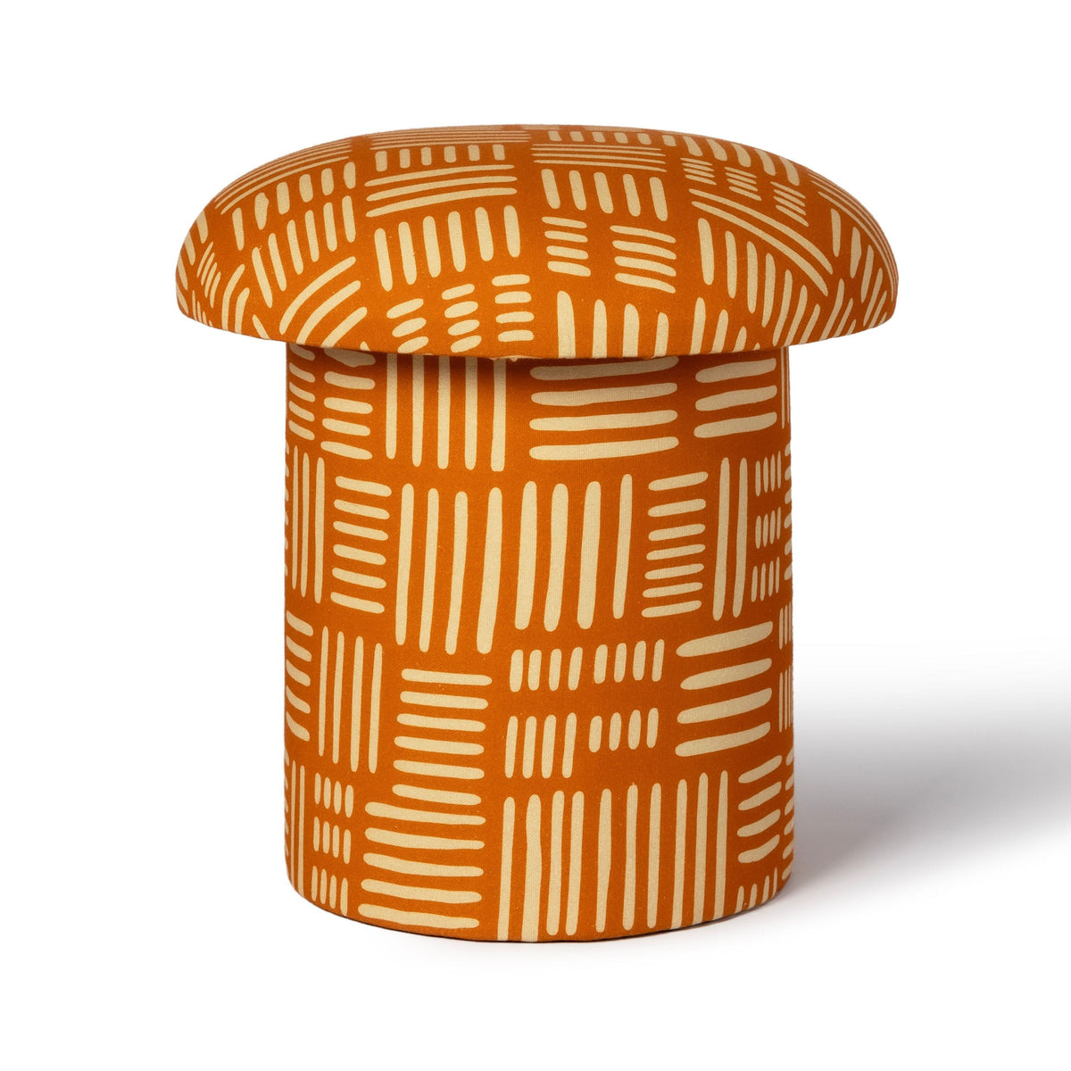 Lucy Rust Orange Tribal Print Mushroom Accent Stool - View 3