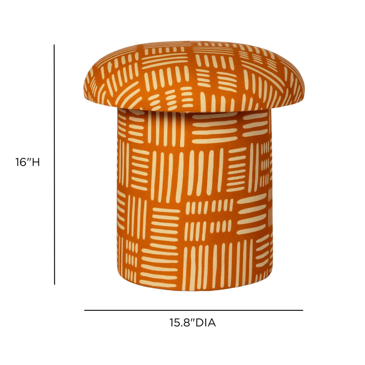Lucy Rust Orange Tribal Print Mushroom Accent Stool - View 6