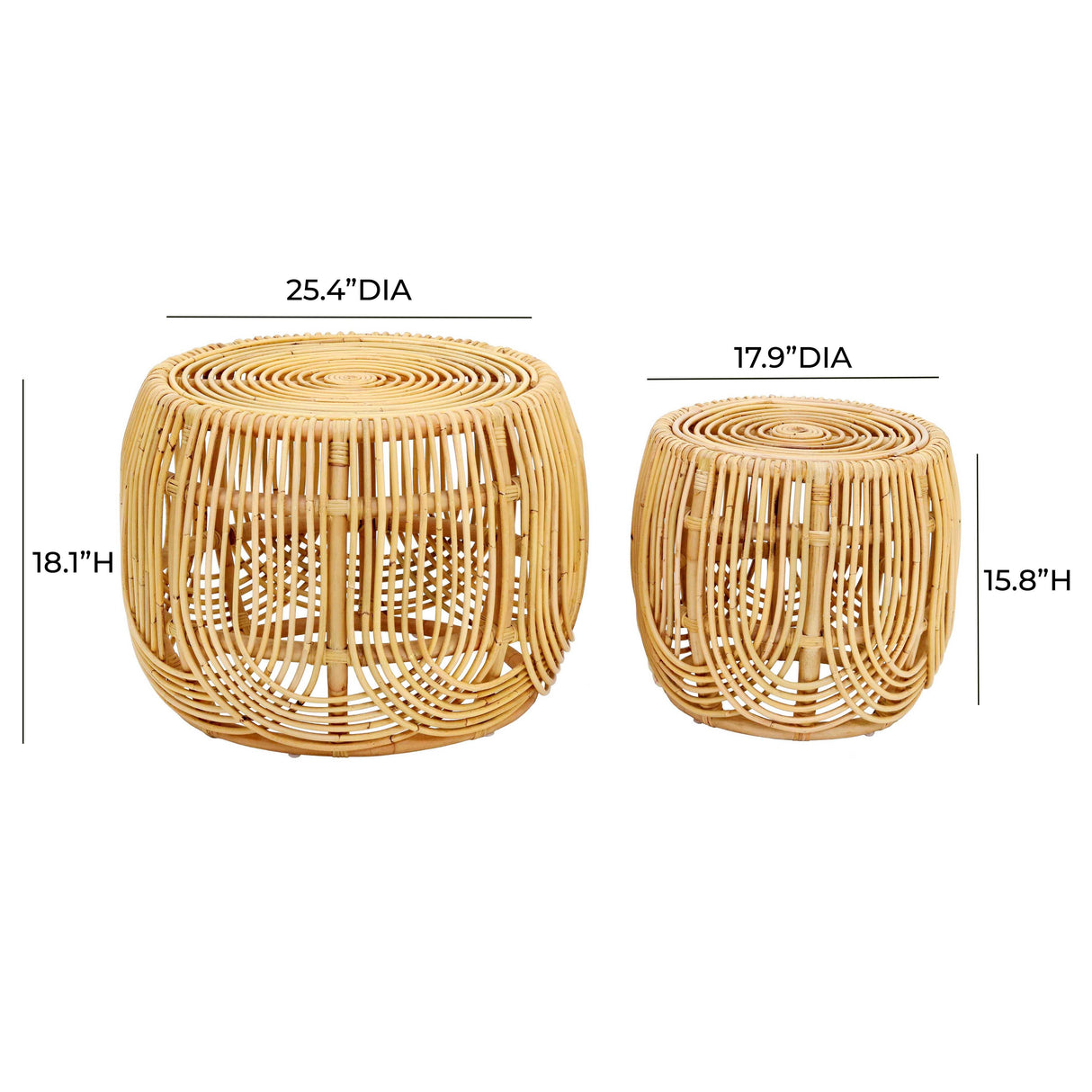 Azrina 2-Piece Rattan Nesting Table Set