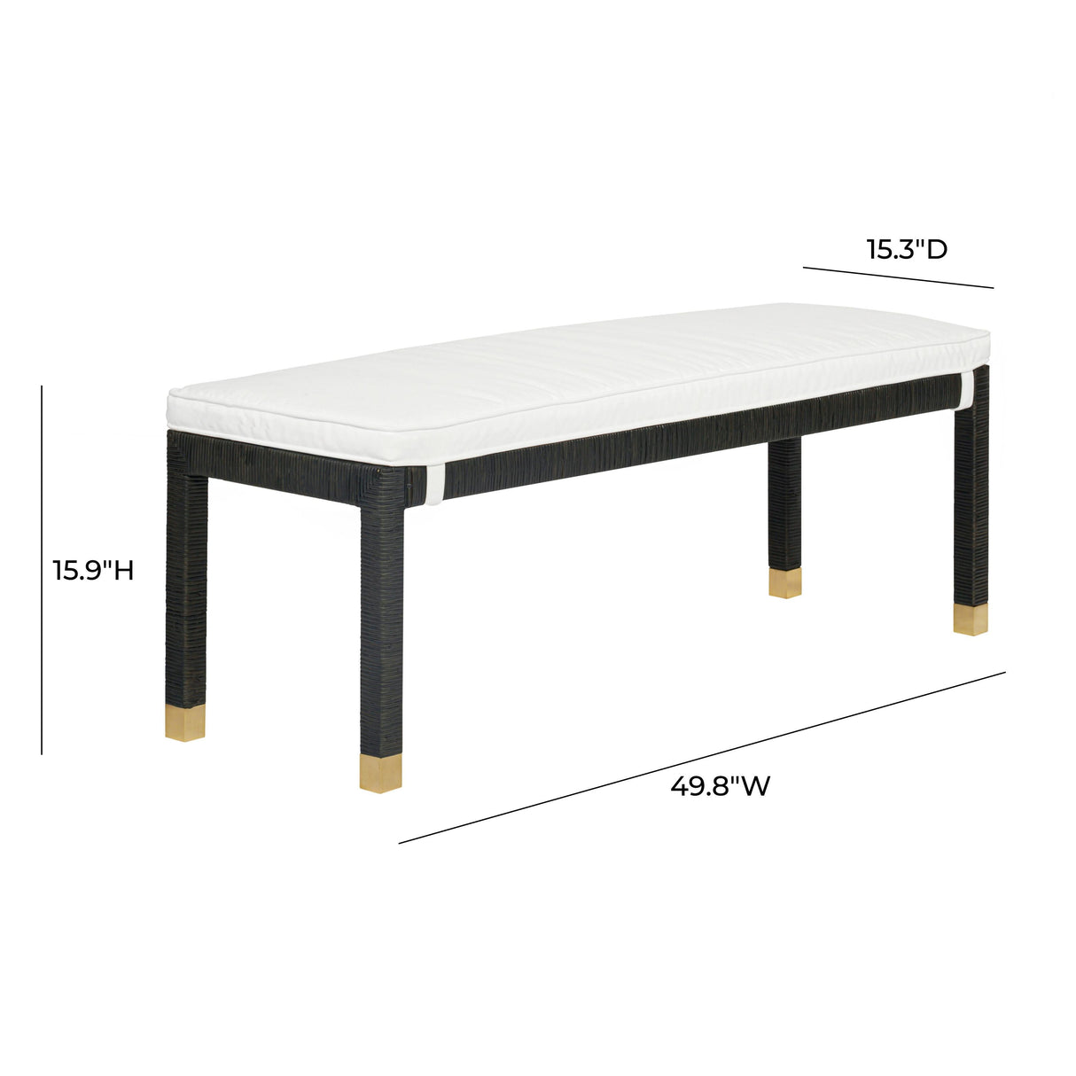 Amara 50" Woven Rattan Performance Fabric Bench