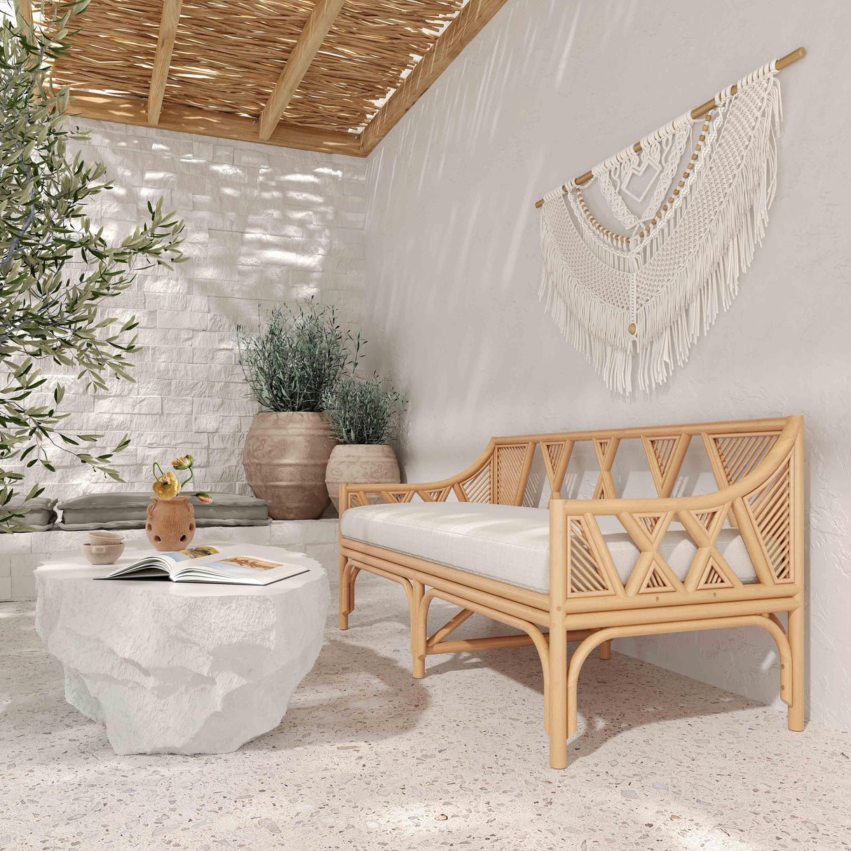 Jayla 54" Natural Rattan Bench