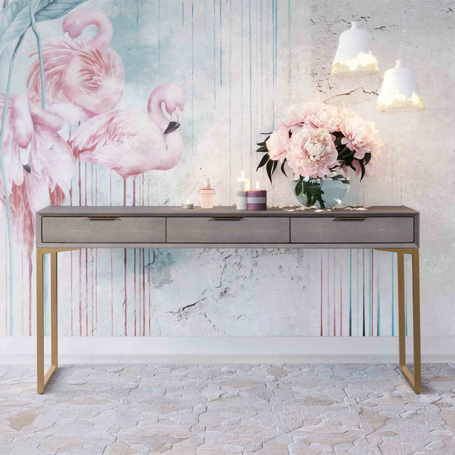 Pesce 59" Shagreen 3 Drawer Console Table