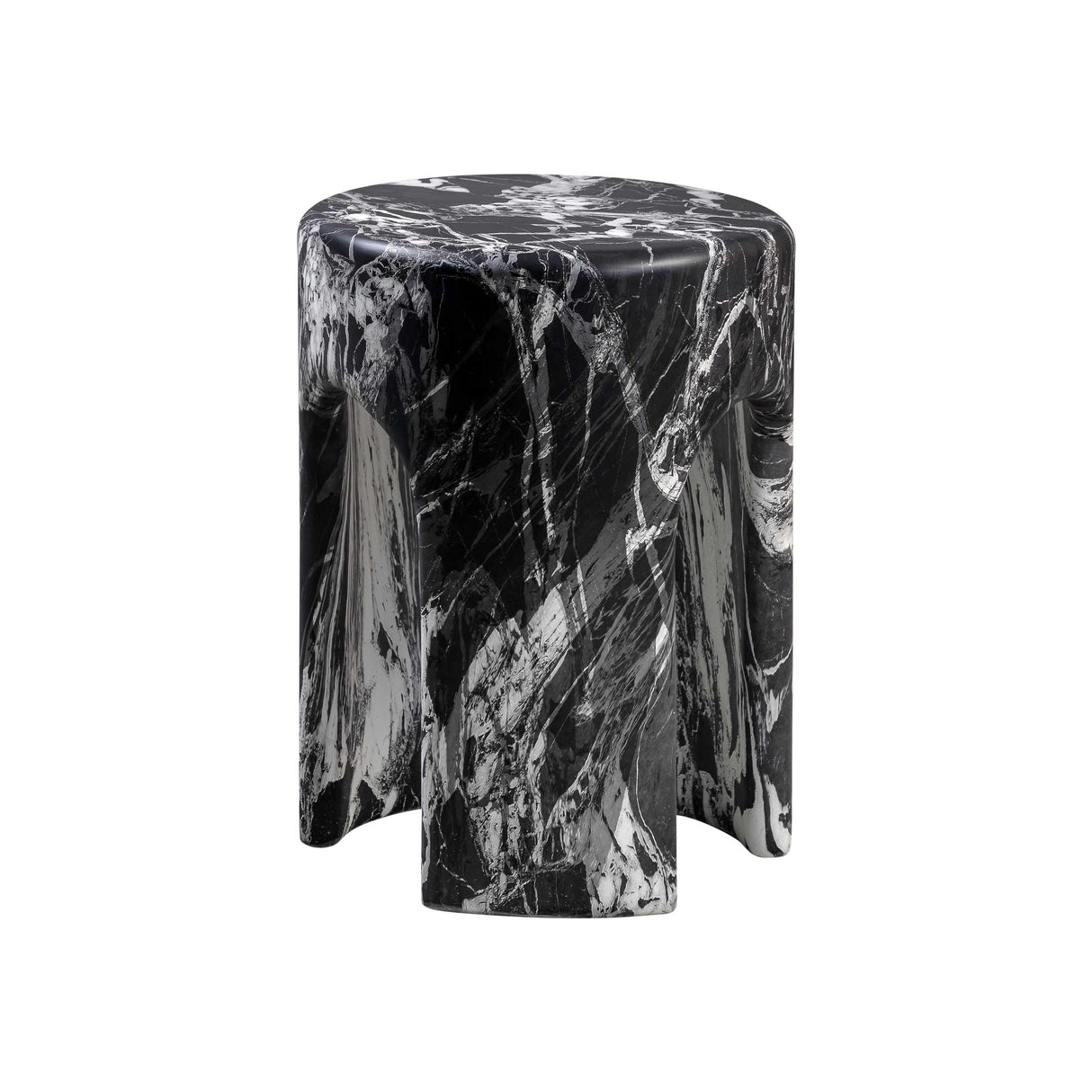 Marisol Black Faux Marble Side Table