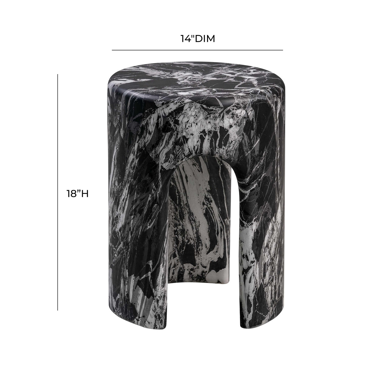 Marisol Black Faux Marble Side Table