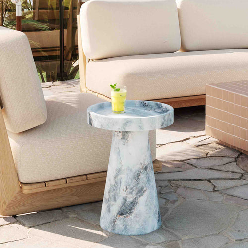 Zara Faux Aegean Marble Indoor / Outdoor Side Table