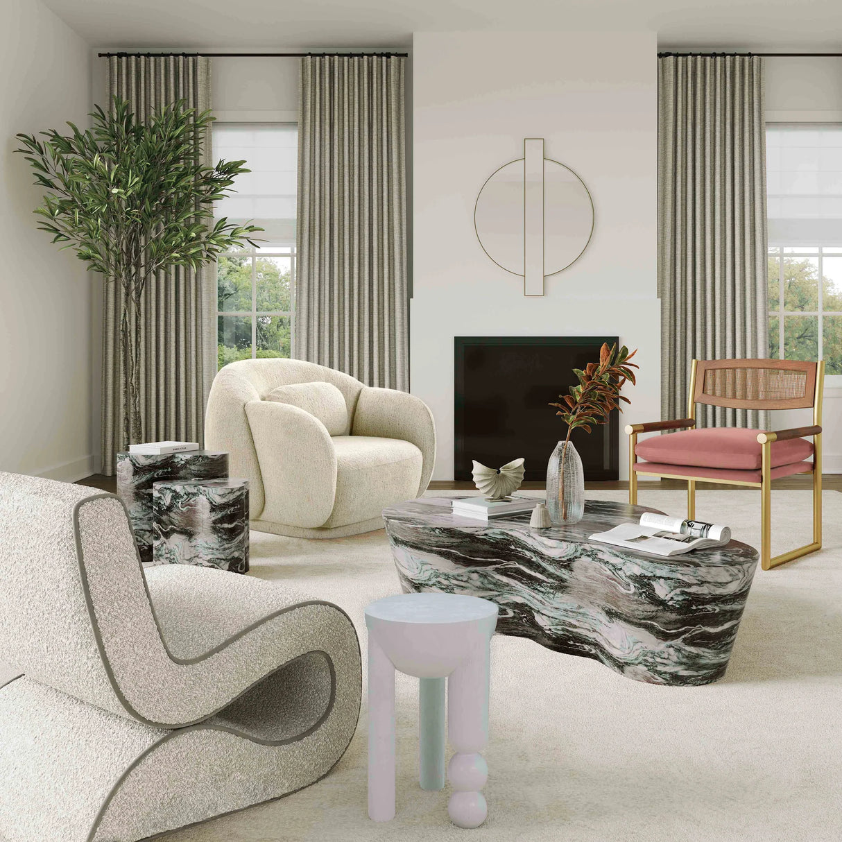 Slab Concrete Indoor / Outdoor Side Table (17"-21")