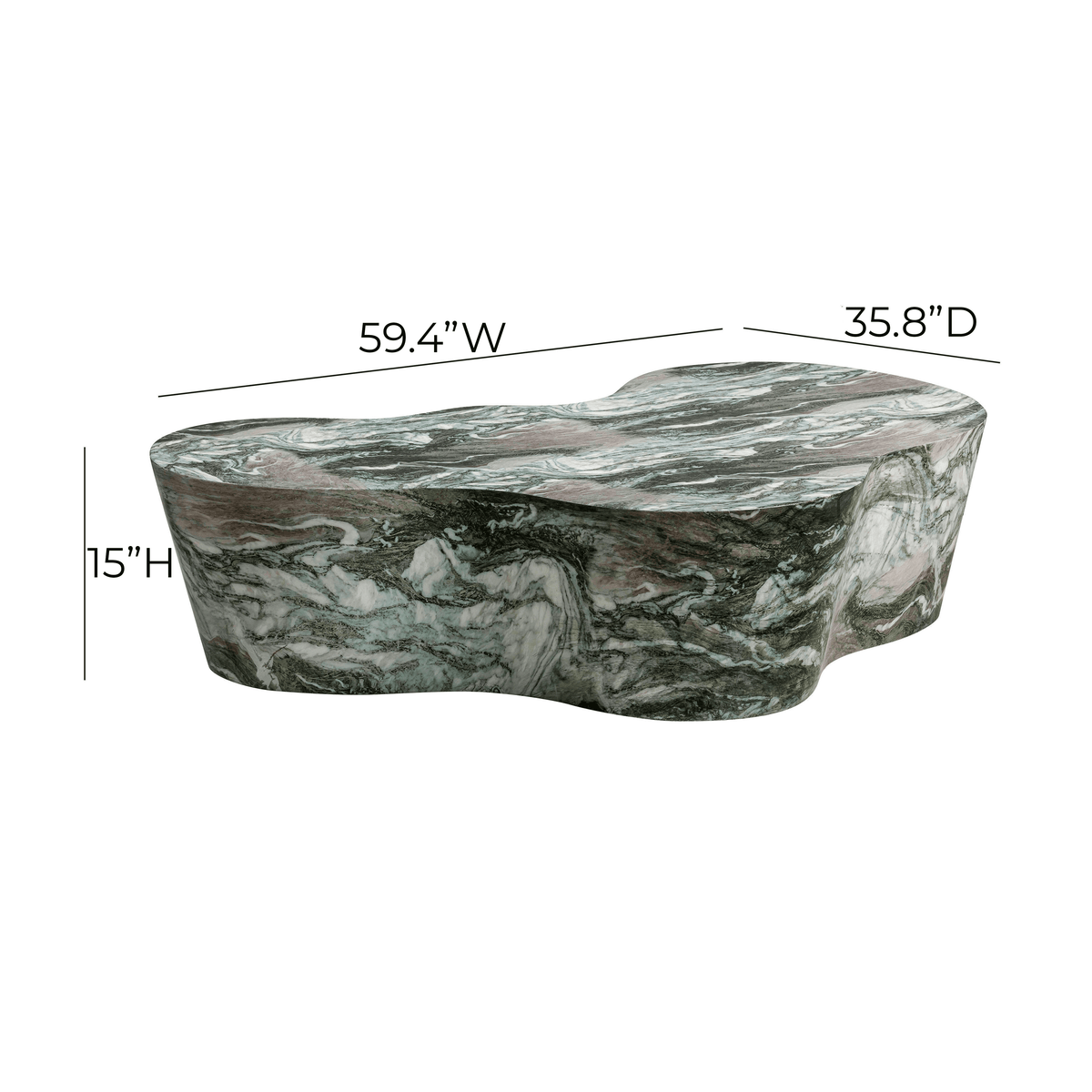 Slab 59" Concrete Indoor/Outdoor Coffee Table - View 14