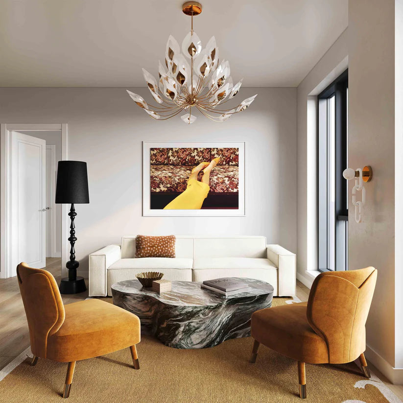 Slab Faux Travertine Coffee Table