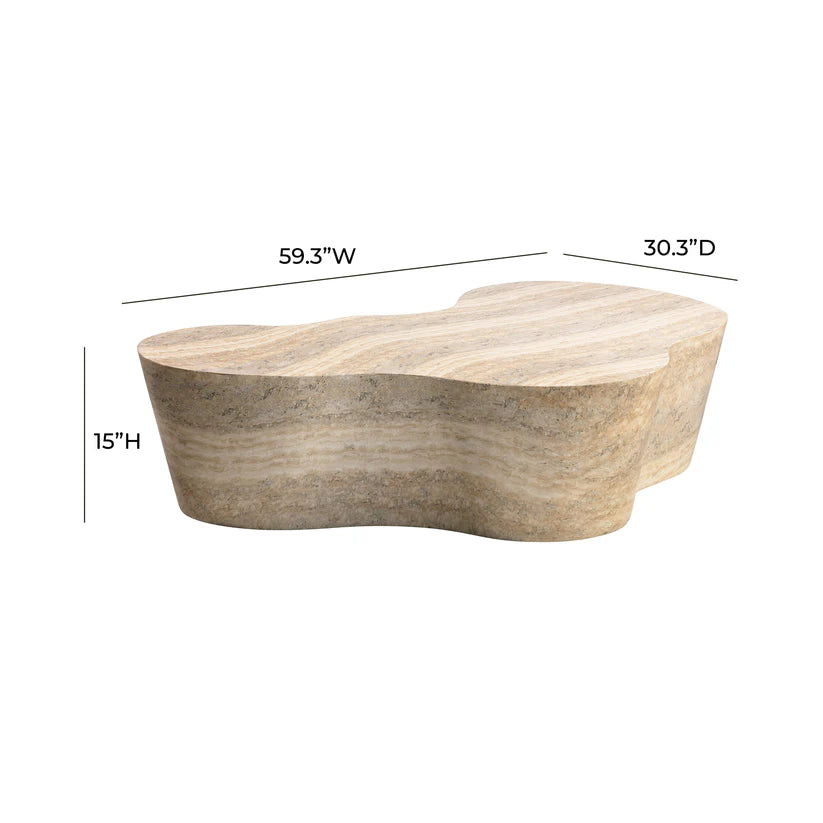 Slab Faux Travertine Coffee Table dimensions