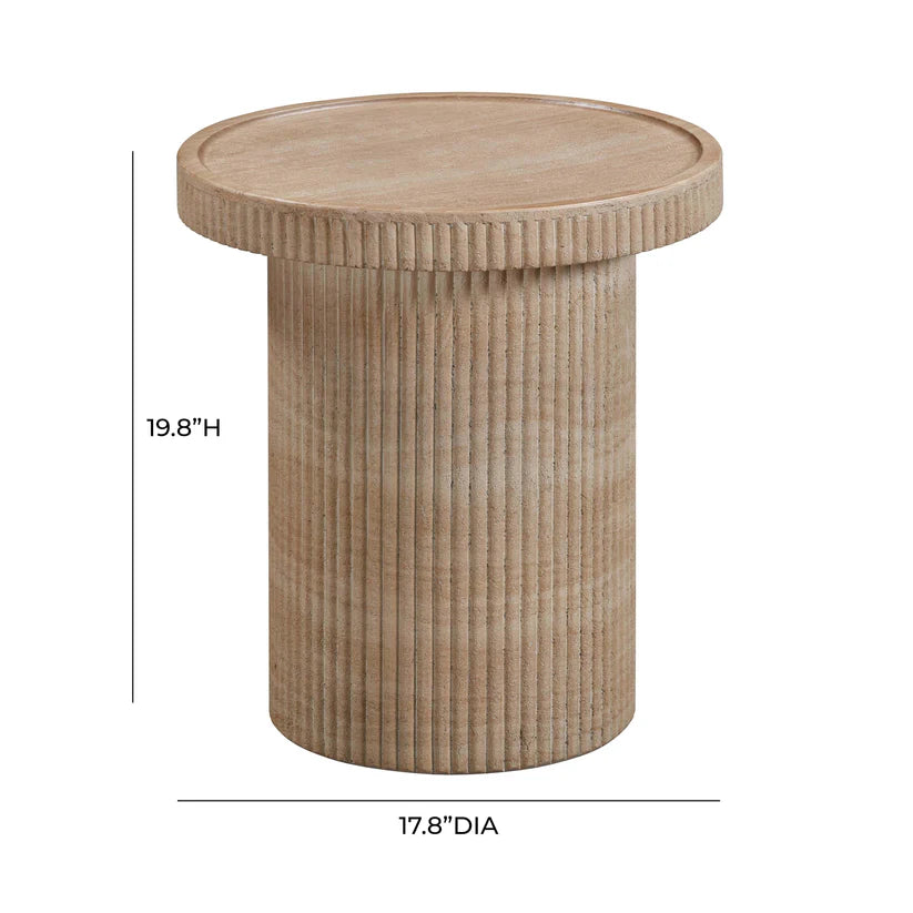 Darcy Faux Travertine Concrete Side Table dimensions