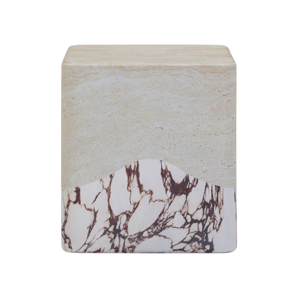 Brut Faux Travertine & Breccia Concrete Indoor / Outdoor Side Table