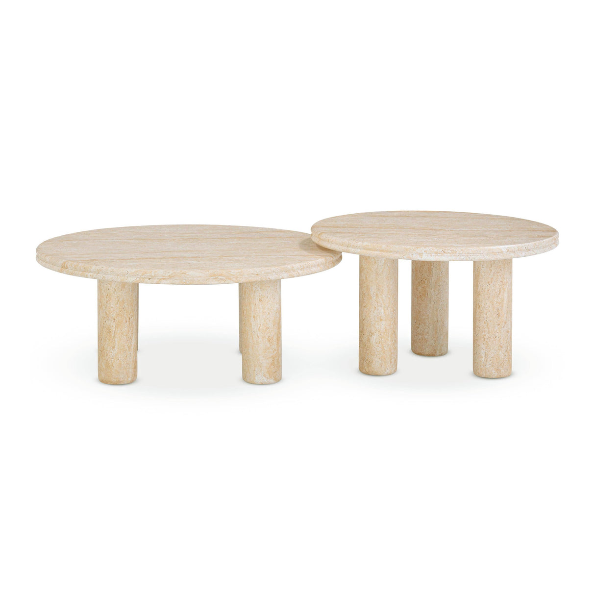 Amora 2-Piece Faux Travertine Indoor/Outdoor Nesting Accent Table Set