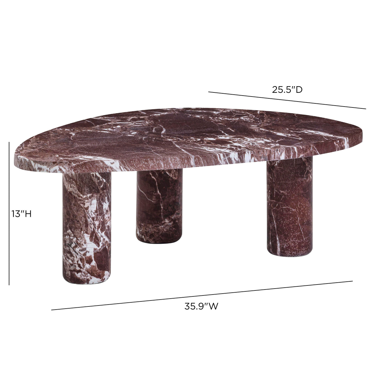 Libby Faux Red Levanto Marble Indoor/Outdoor Coffee Table (36"-48") - View 8
