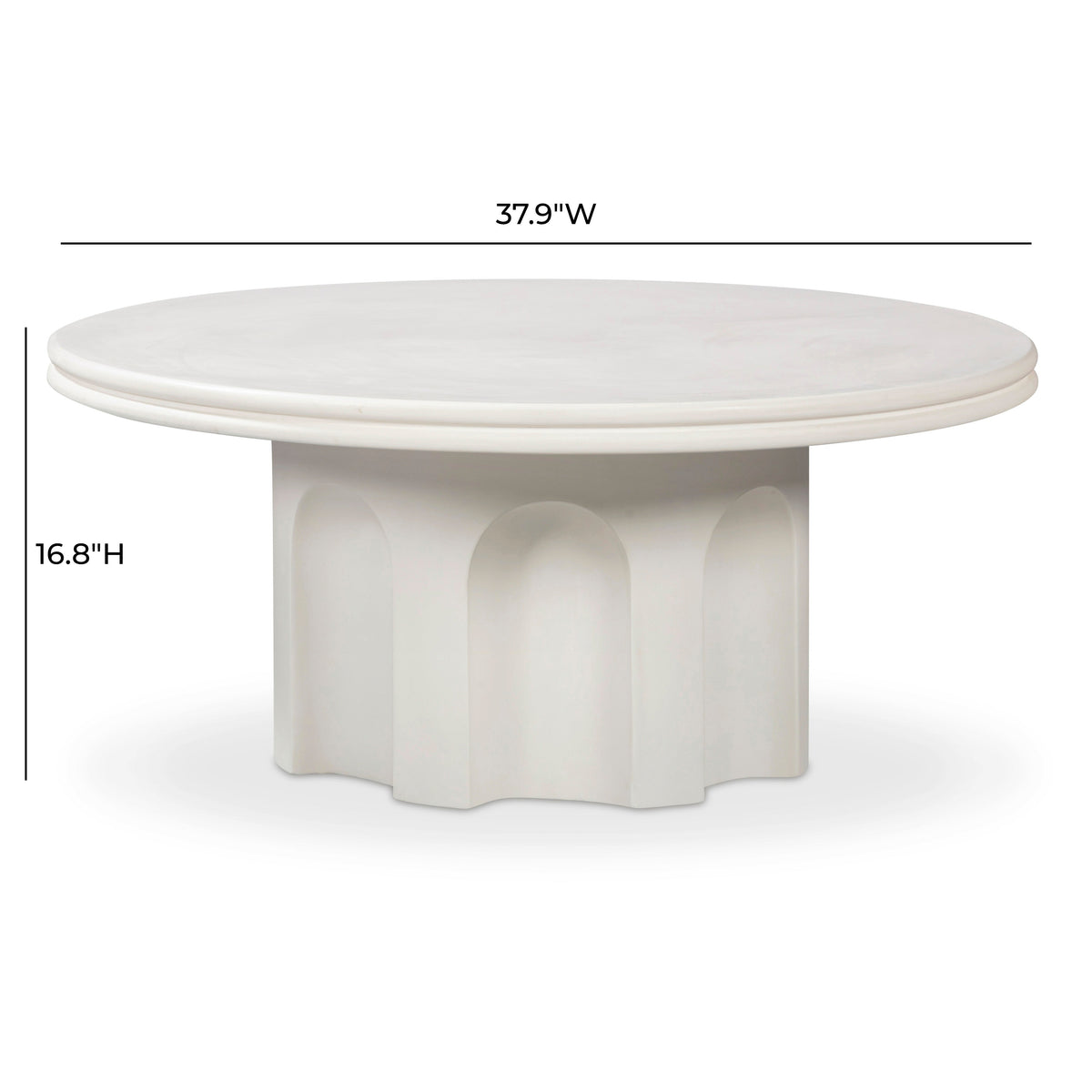 Cassandra 38" Ivory Indoor/Outdoor Concrete Round Coffee Table - View 6