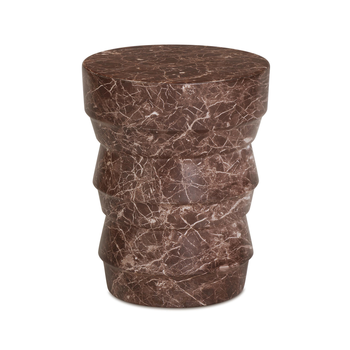 Ayon Faux Red Levanto Marble Indoor/Outdoor Concrete Side Table