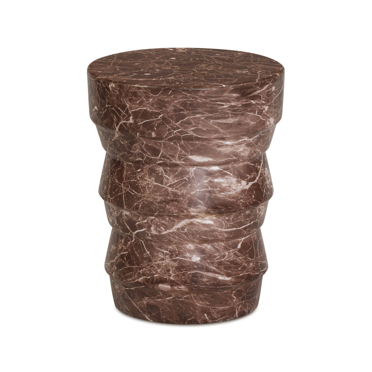 Ayon Faux Red Levanto Marble Indoor/Outdoor Concrete Side Table