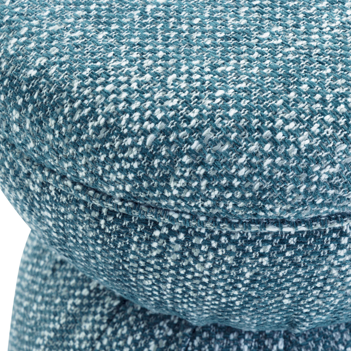 Tomlin Ruched Performance Fabric Game Ottoman in Teal detailed ruched upholstery texture