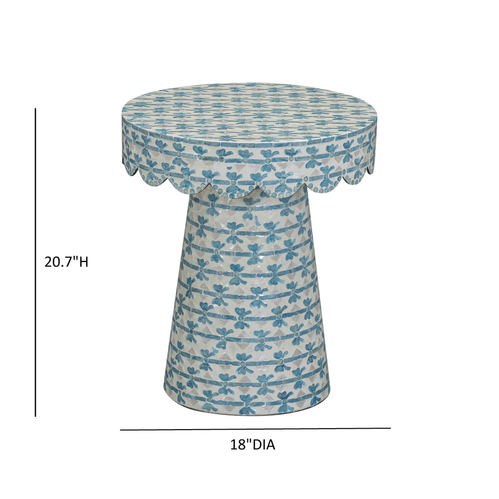 Lady Blue Ribbon Capiz Shell Round Side Table dimensions