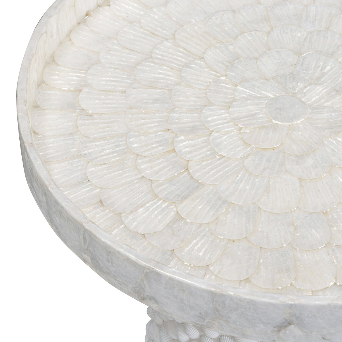 Coast Pearl White Seashell Round Side Table - View 3
