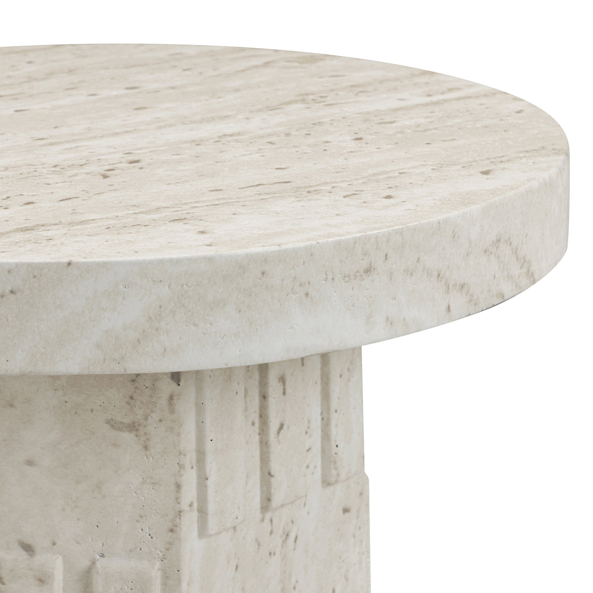 Asta Faux Travertine Indoor/Outdoor Concrete Side Table - View 4