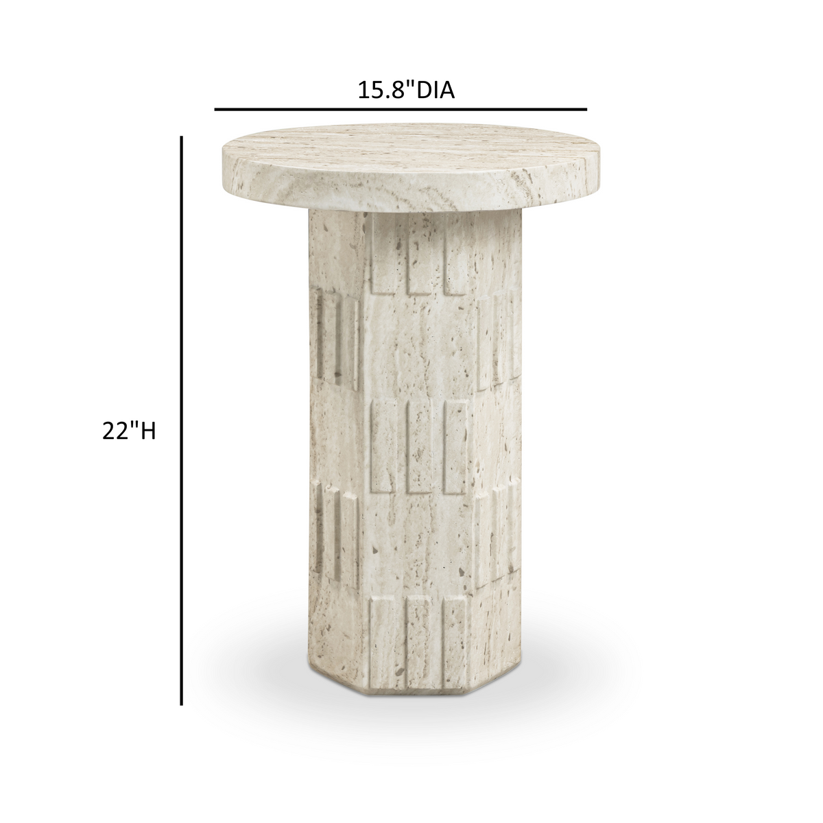 Asta Faux Travertine Indoor/Outdoor Concrete Side Table - View 7
