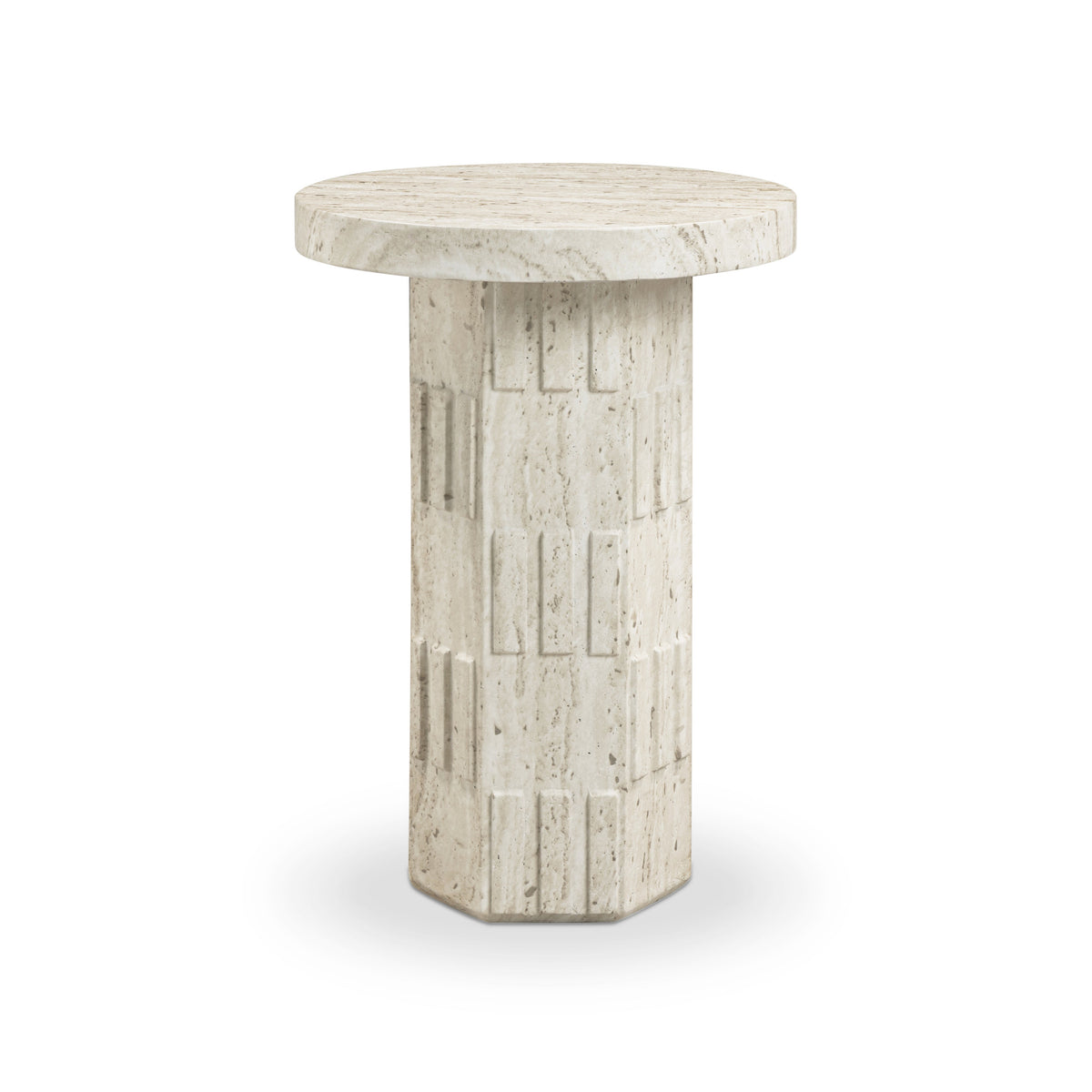 Asta Faux Travertine Indoor/Outdoor Concrete Side Table - View 1