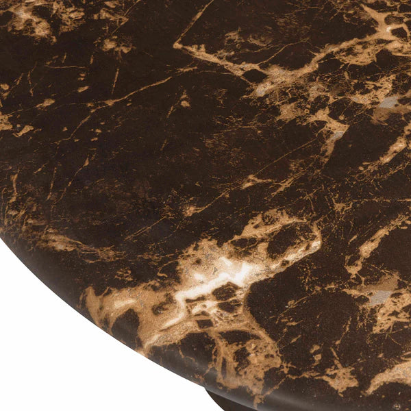 Byron 36" Dark Brown Faux Marble Indoor/Outdoor Concrete Round Coffee Table