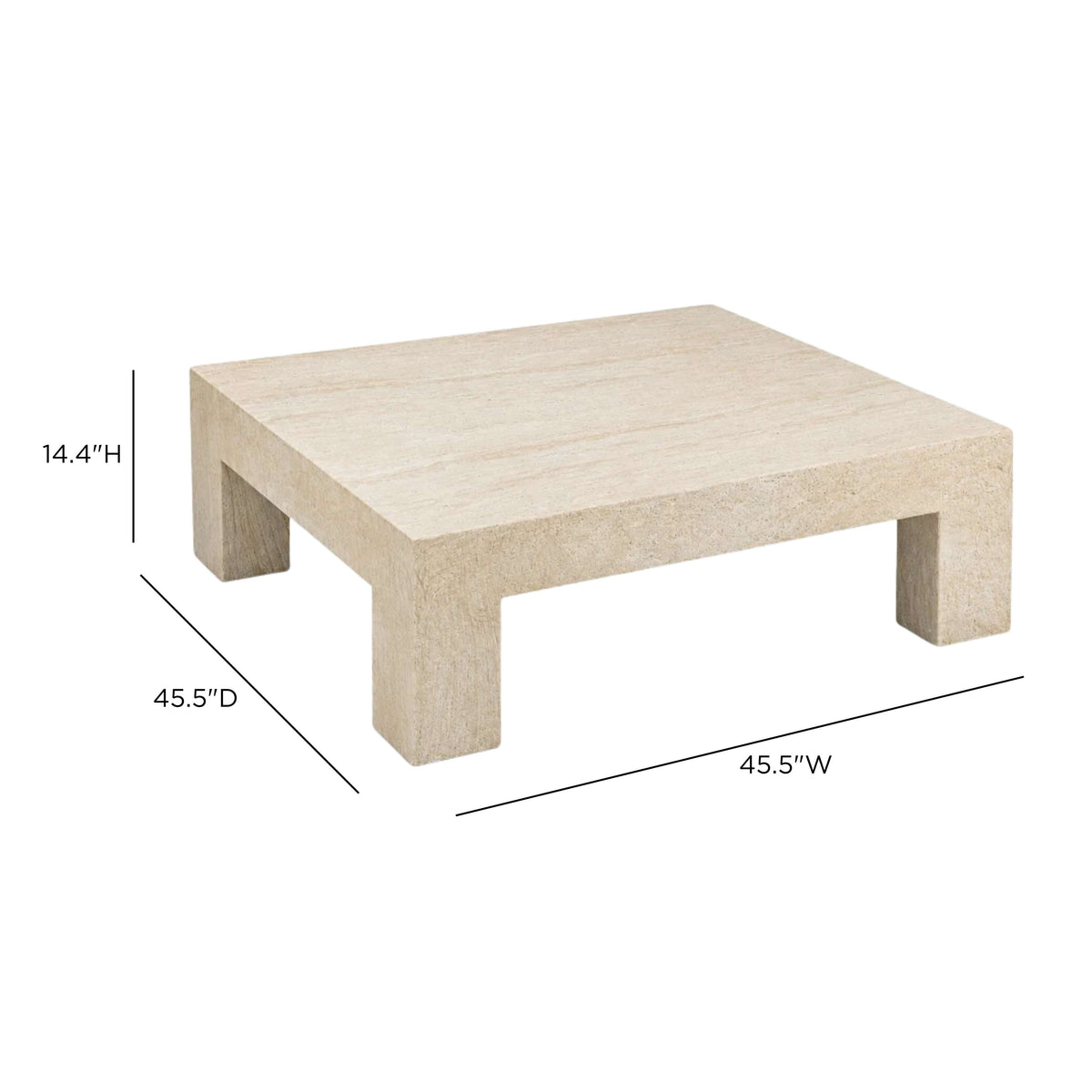 Roxanne 46" Faux Travertine Indoor/Outdoor Concrete Coffee Table - View 6