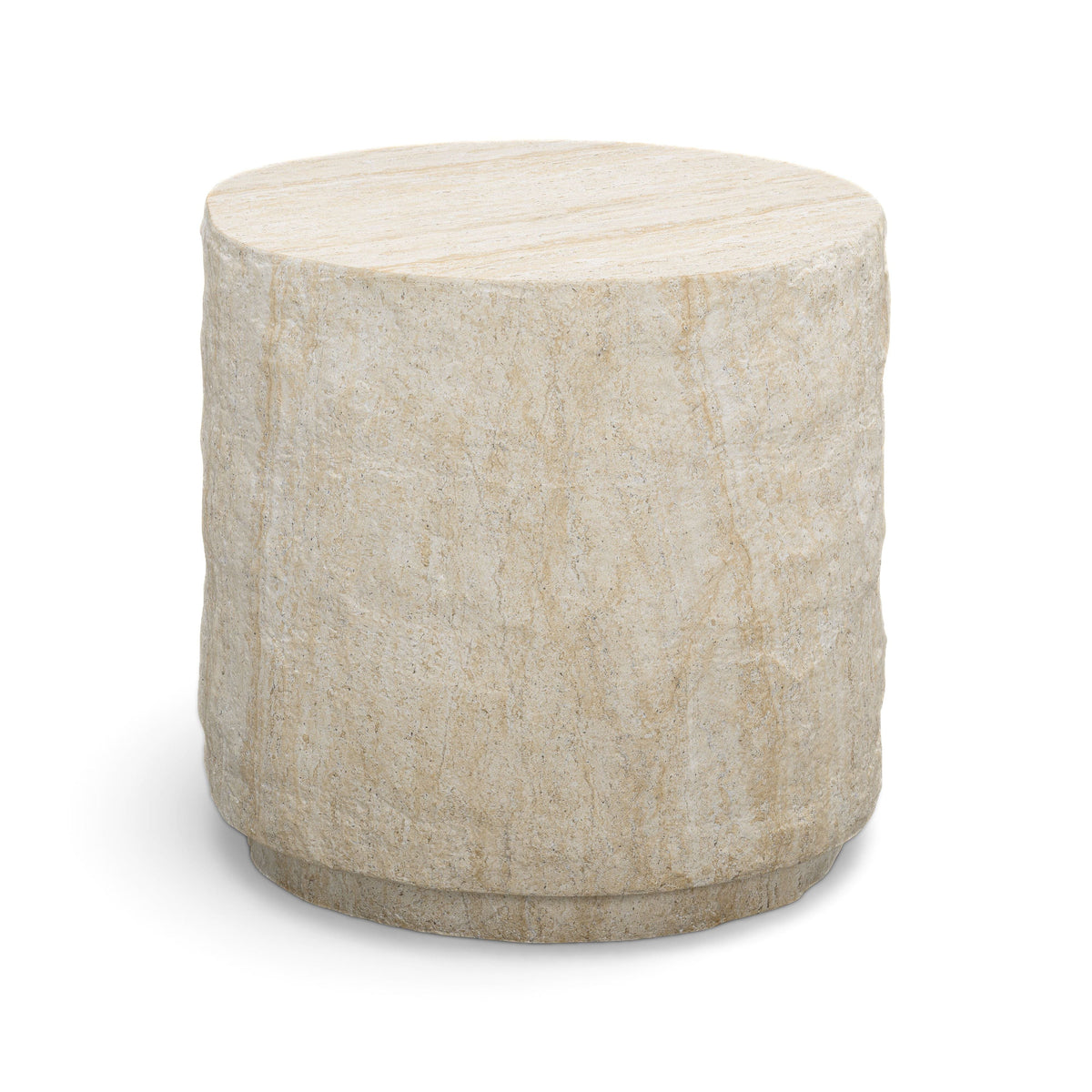Roxanne Faux Travertine Indoor/Outdoor Concrete Side Table - View 3