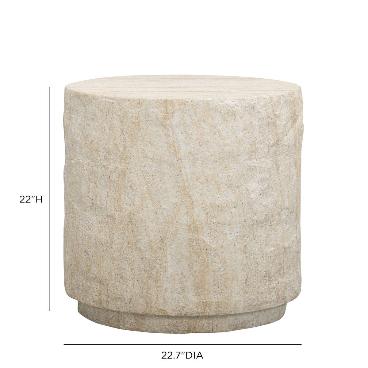 Roxanne Faux Travertine Indoor/Outdoor Concrete Side Table - View 6
