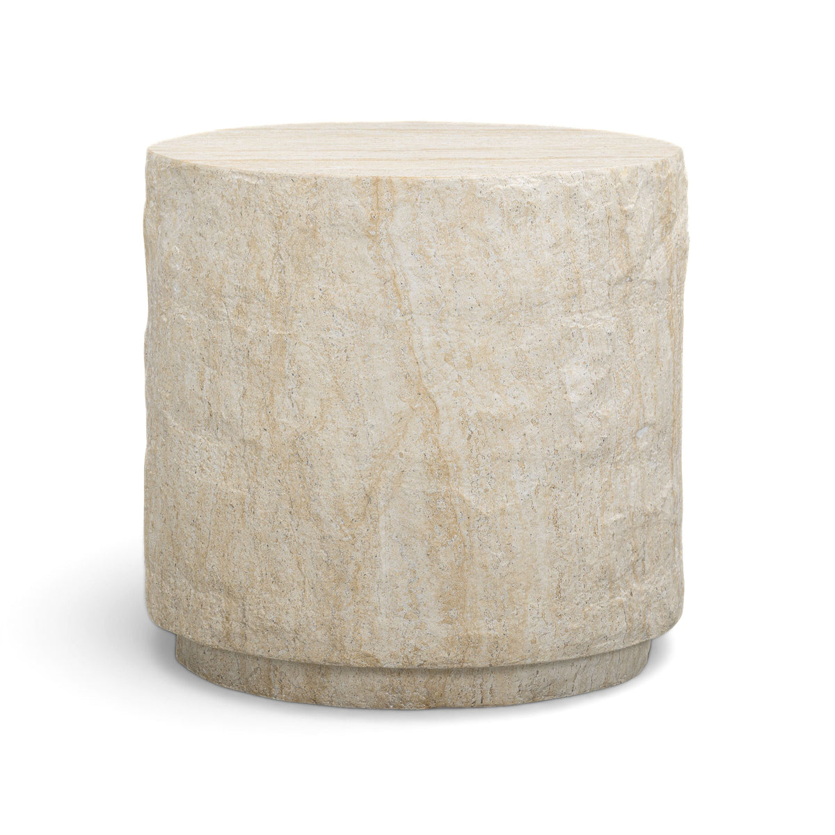 Roxanne Faux Travertine Indoor/Outdoor Concrete Side Table - View 1