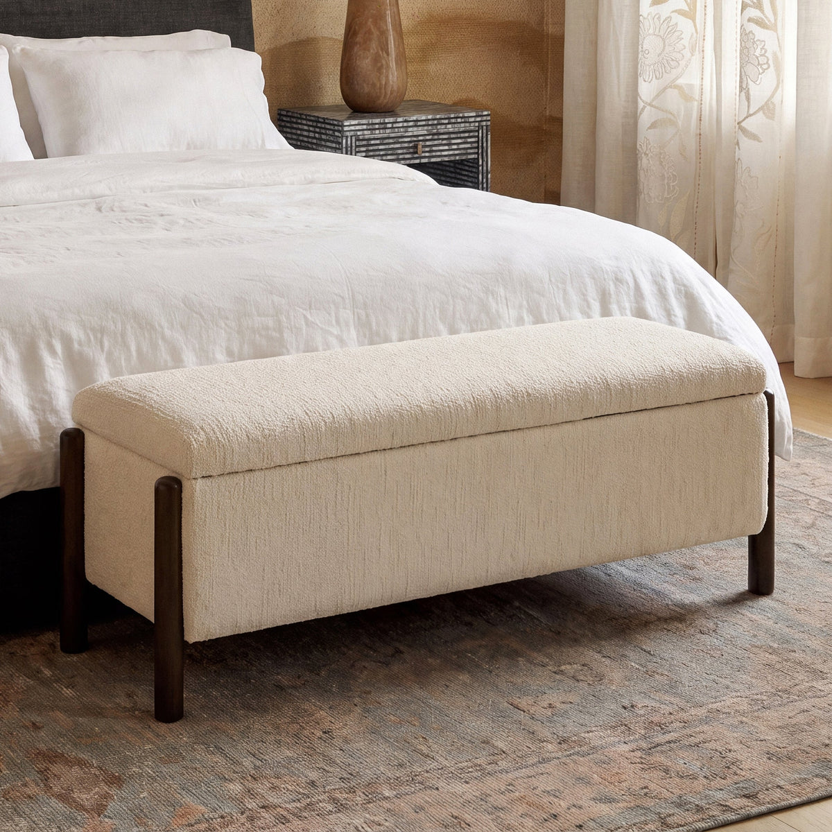 Abby 52" Nubby Fabric Storage Bench - View 2