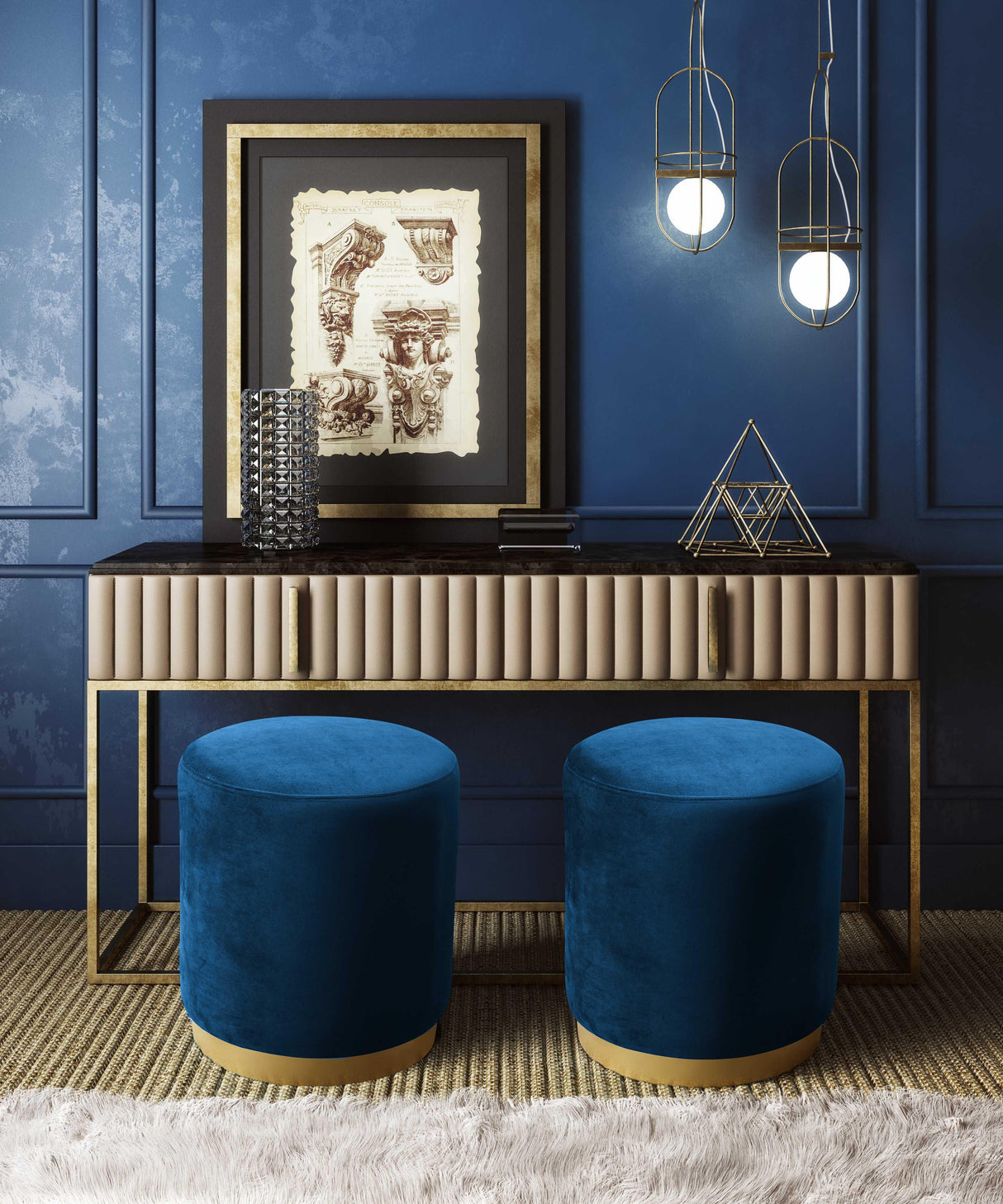 Opal Velvet Ottoman
