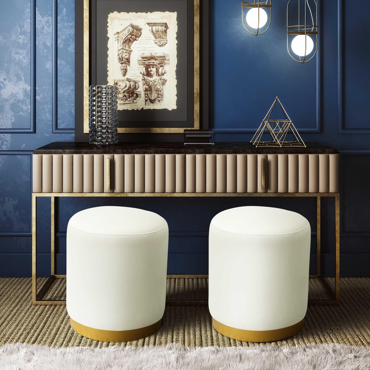 Opal Velvet Ottoman