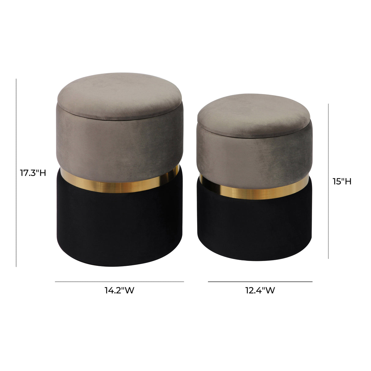 Gigi Grey Storage Ottomans - Set of 2