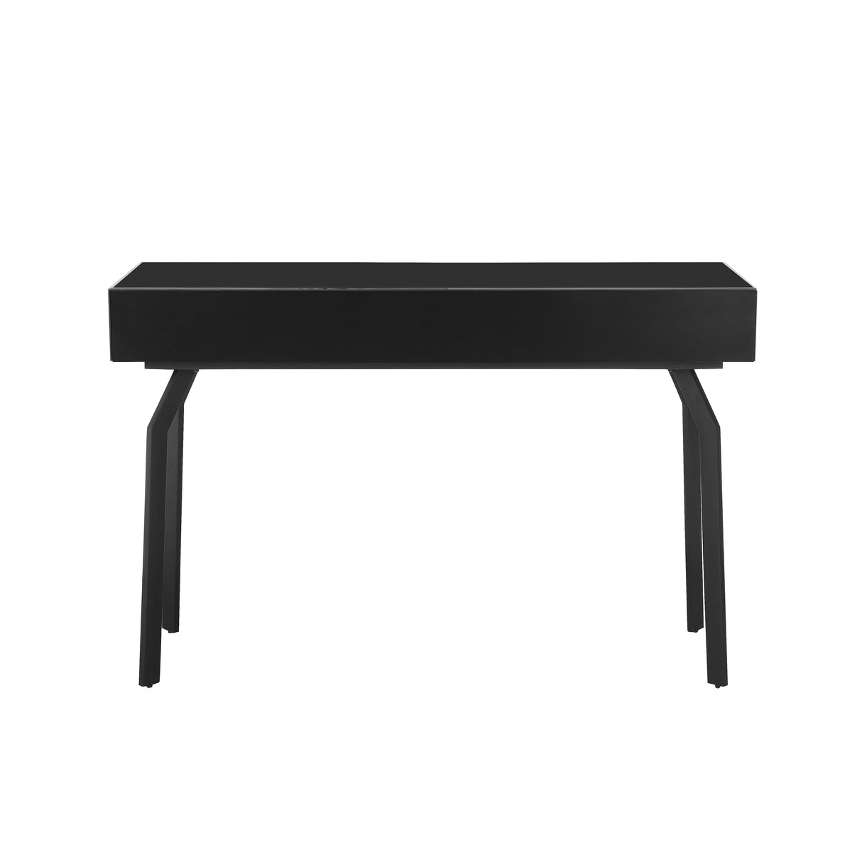 Santana 47" Black Glass 3-Drawer Desk Console Table