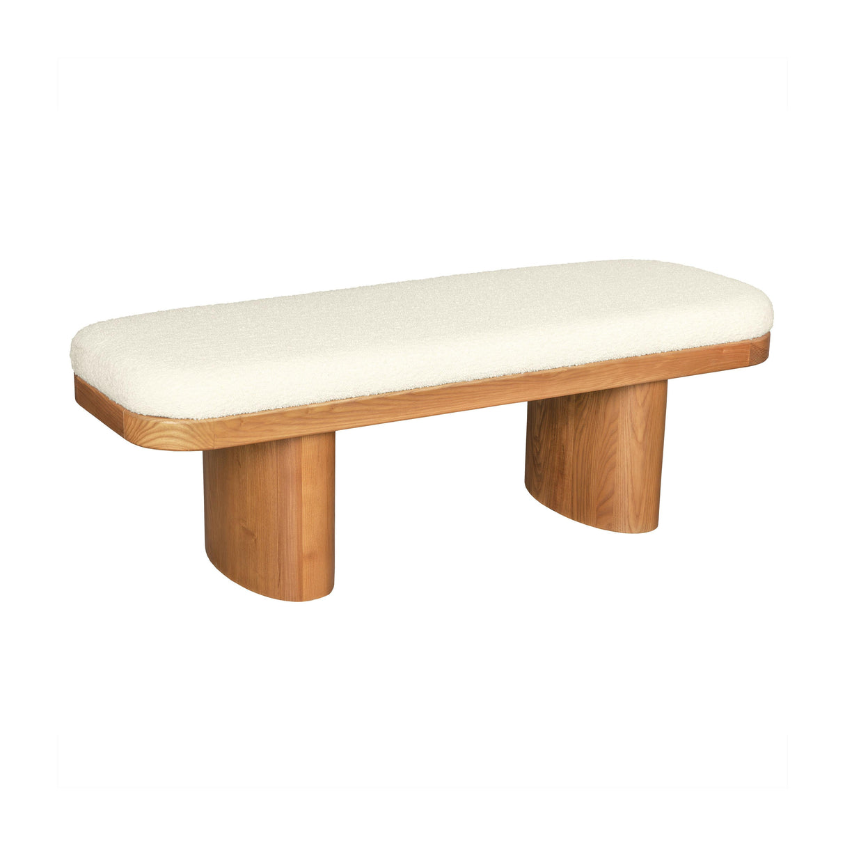 Ollie 48" White Performance Boucle Wooden Bench