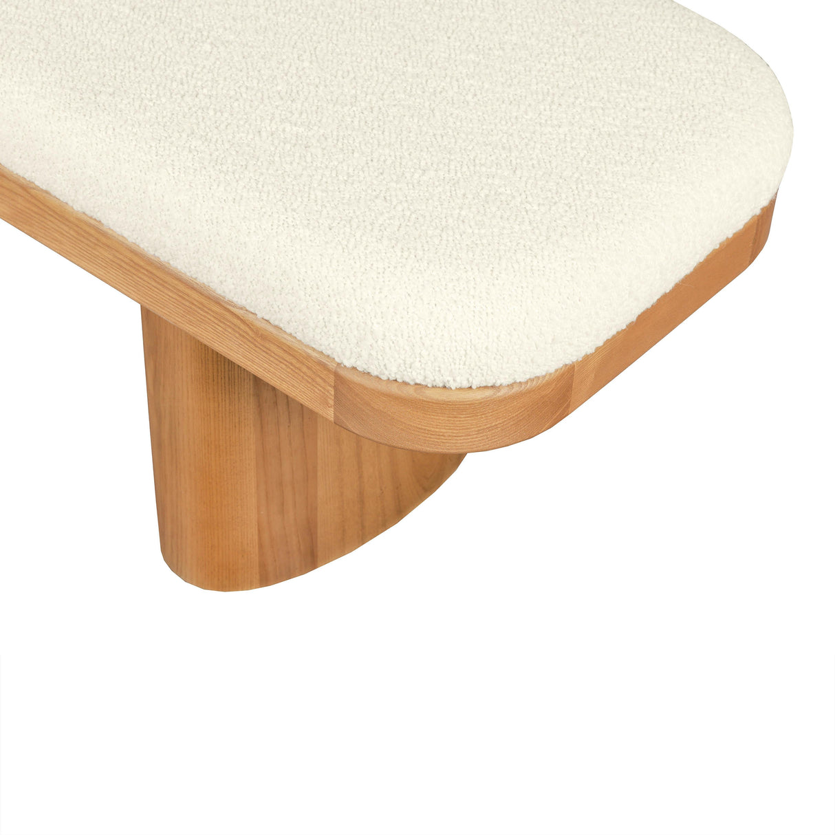 Ollie 48" White Performance Boucle Wooden Bench