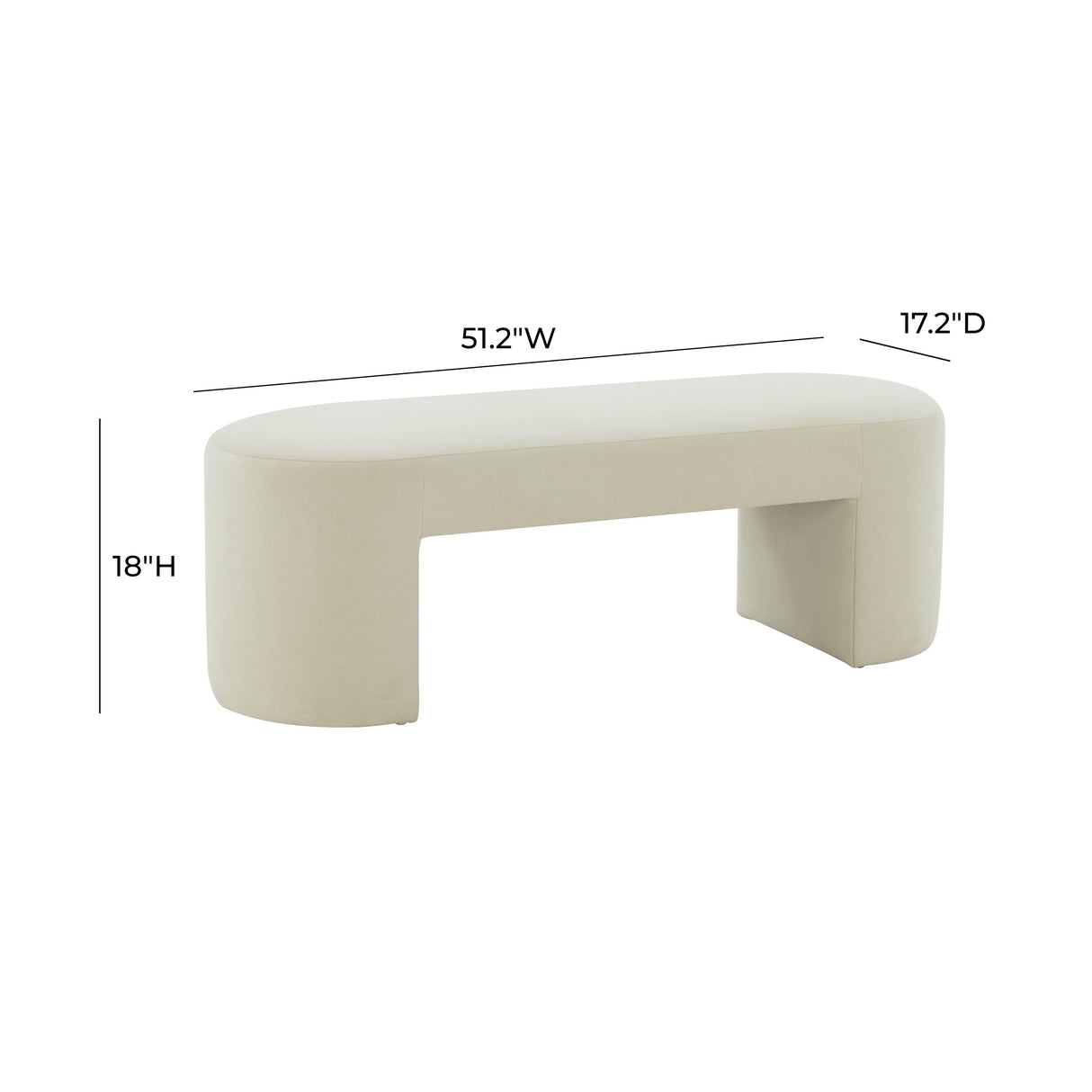 Elena 51" Velvet Bench