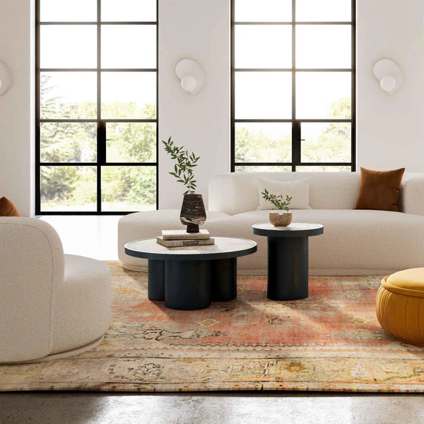 Nautilus 36" Antique Silver Mirrored Round Coffee Table