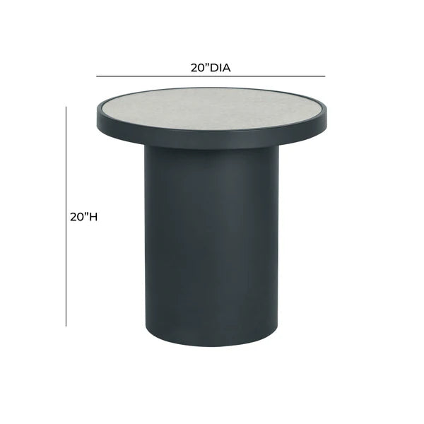 Nautilus Antique Silver Mirrored Round Side Table dimensions