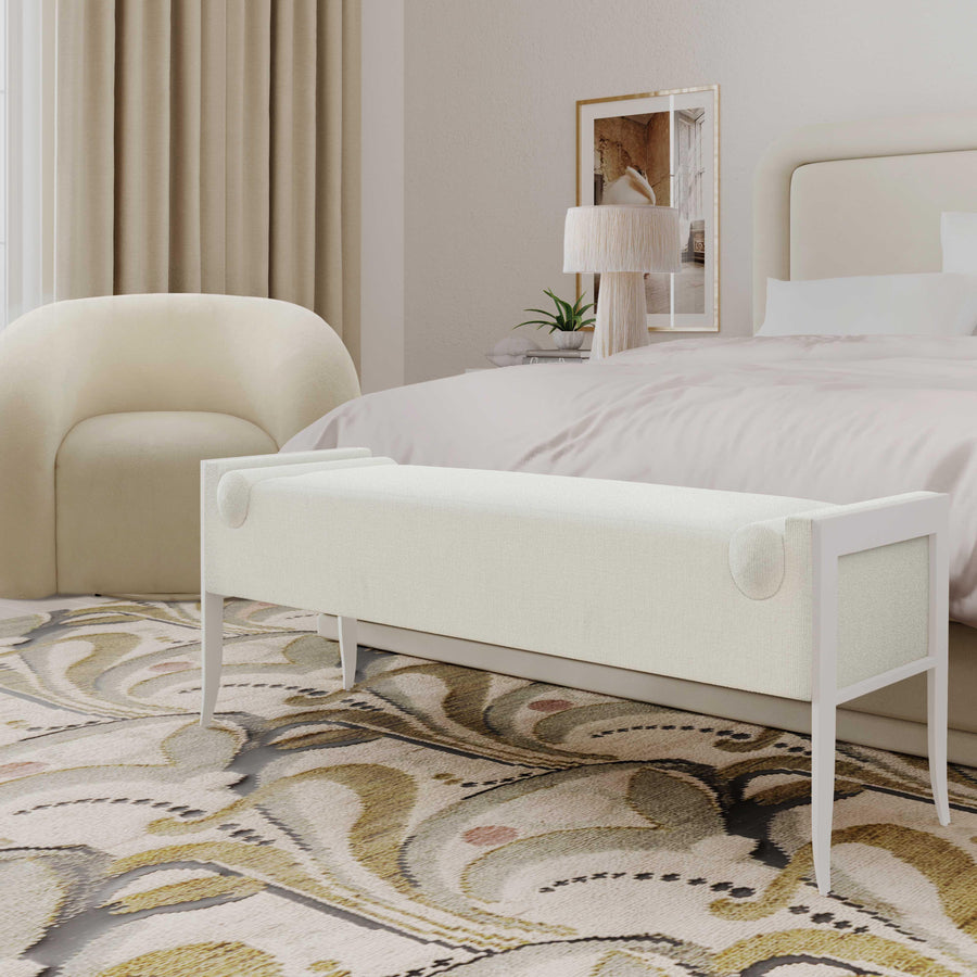 Ines 67" Cream Boucle Bench