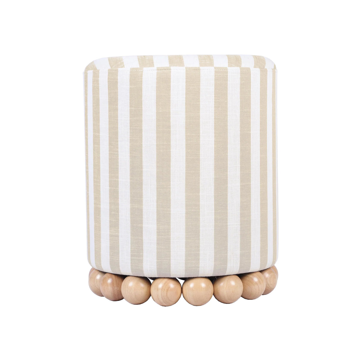 Dex Beige Striped Linen Ottoman