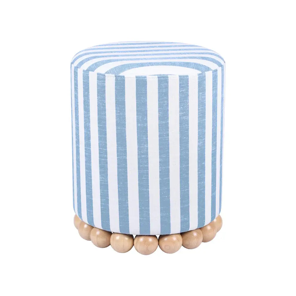 Dex Beige Striped Linen Ottoman