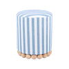 Dex Beige Striped Linen Ottoman