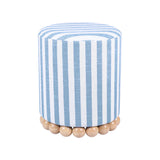 Dex Beige Striped Linen Ottoman