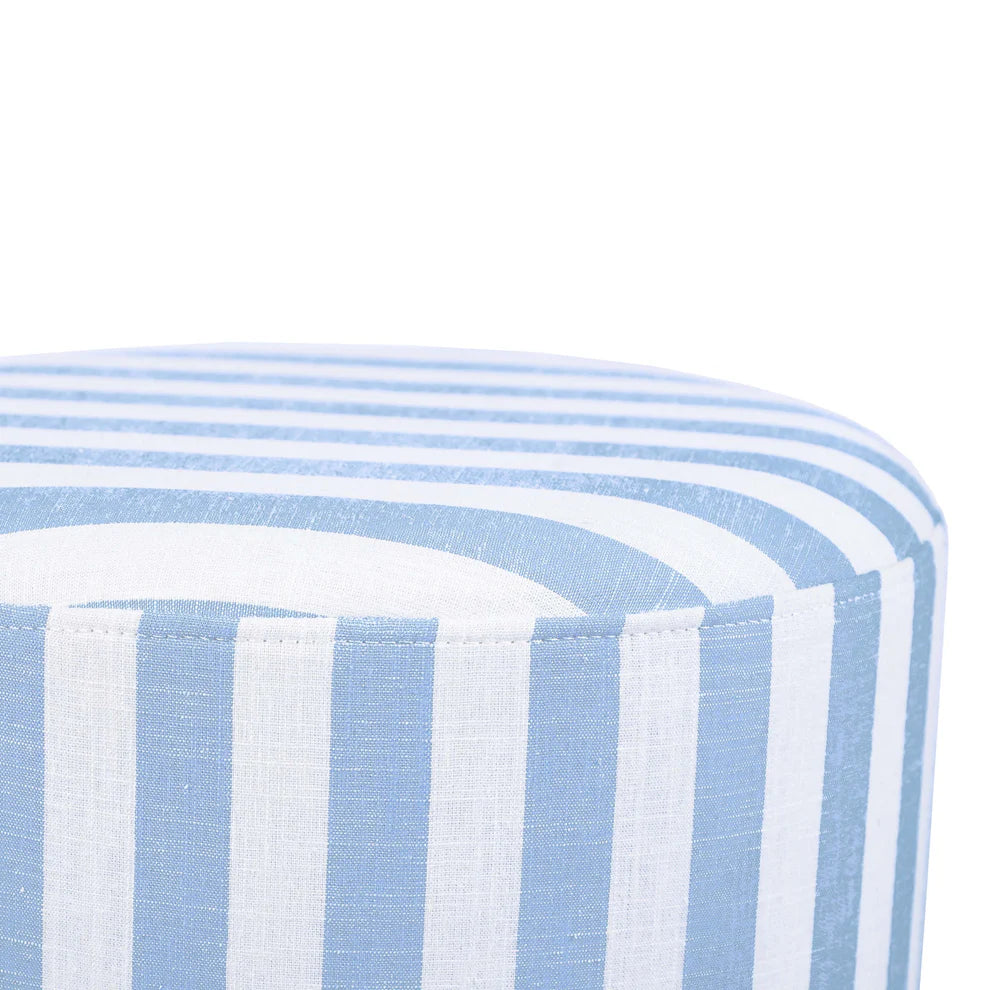 Dex Beige Striped Linen Ottoman