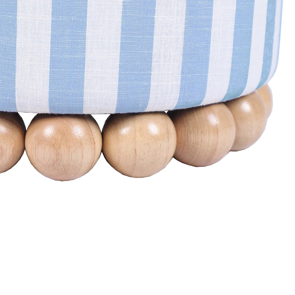 Dex Beige Striped Linen Ottoman