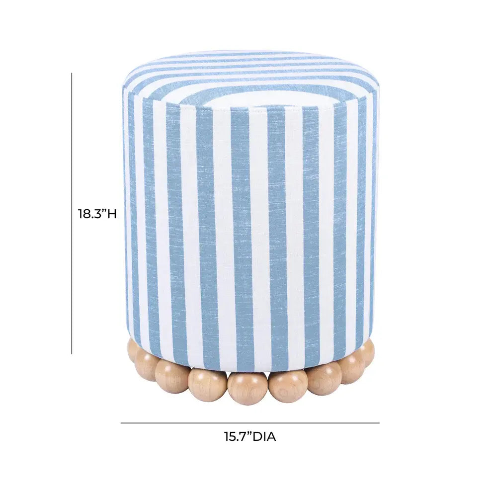 Dex Beige Striped Linen Ottoman